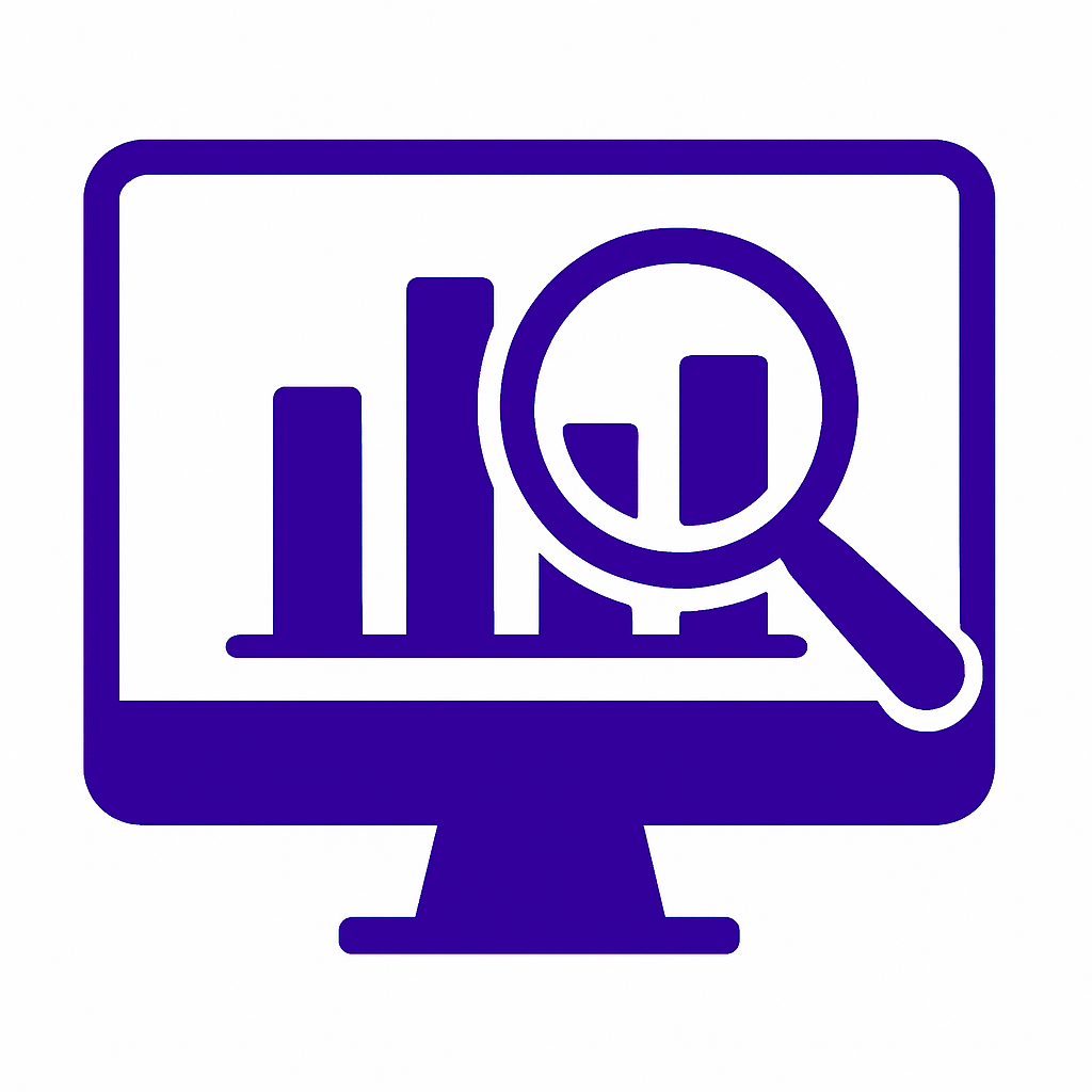 Purple data analysis icon to learn SEO marketing tactics