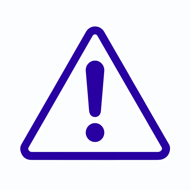 Purple warning icon to symbolize common mistakes made with SEO