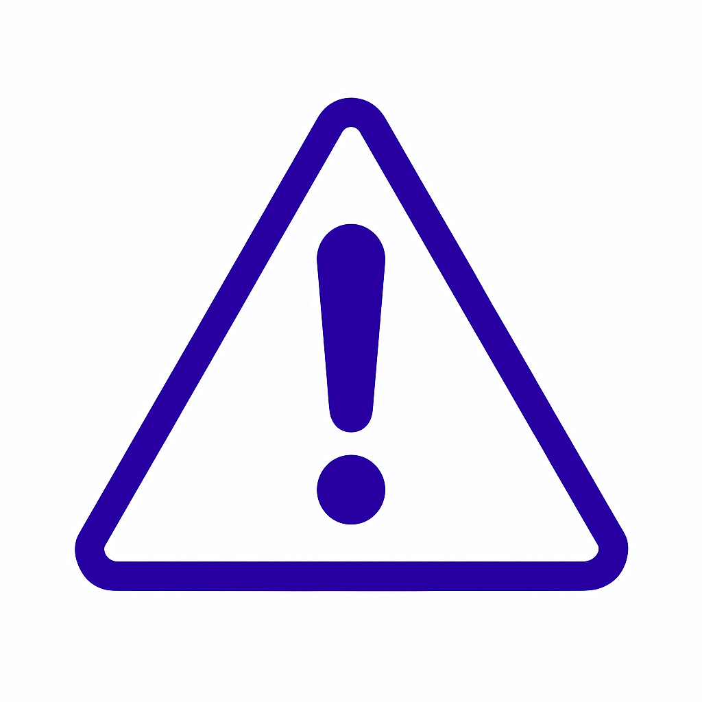Purple warning icon to symbolize common mistakes made with SEO