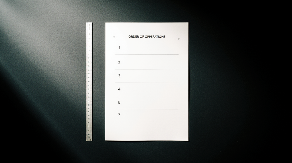 Order of operations document on desk symbolizing structured local SEO strategy for small businesses