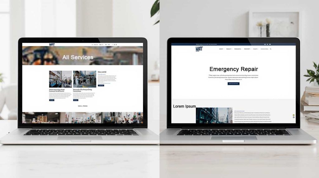 Comparison of two service business websites with different structure and clarity