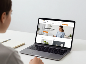 Service business owner reviewing website that is not converting visitors into calls or leads