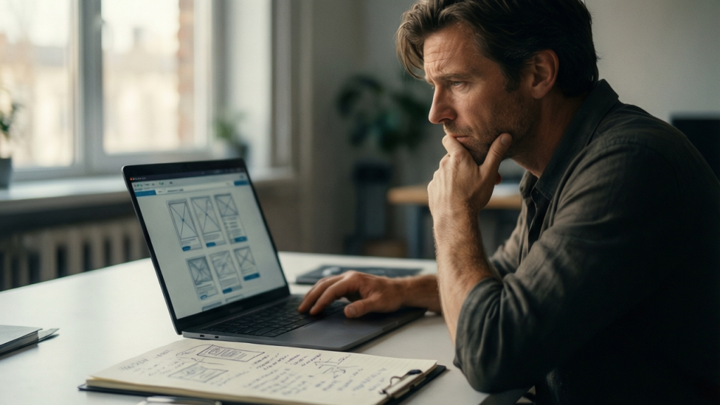 Service business owner planning website structure and local SEO strategy