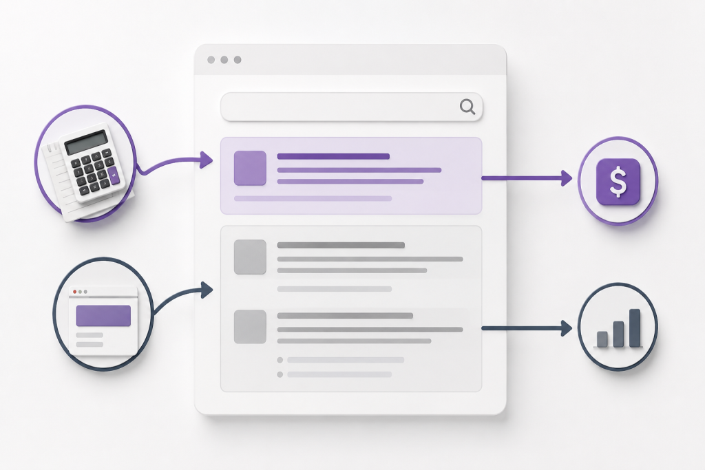 Illustration showing the difference between paid Google Ads and organic search results for local businesses.